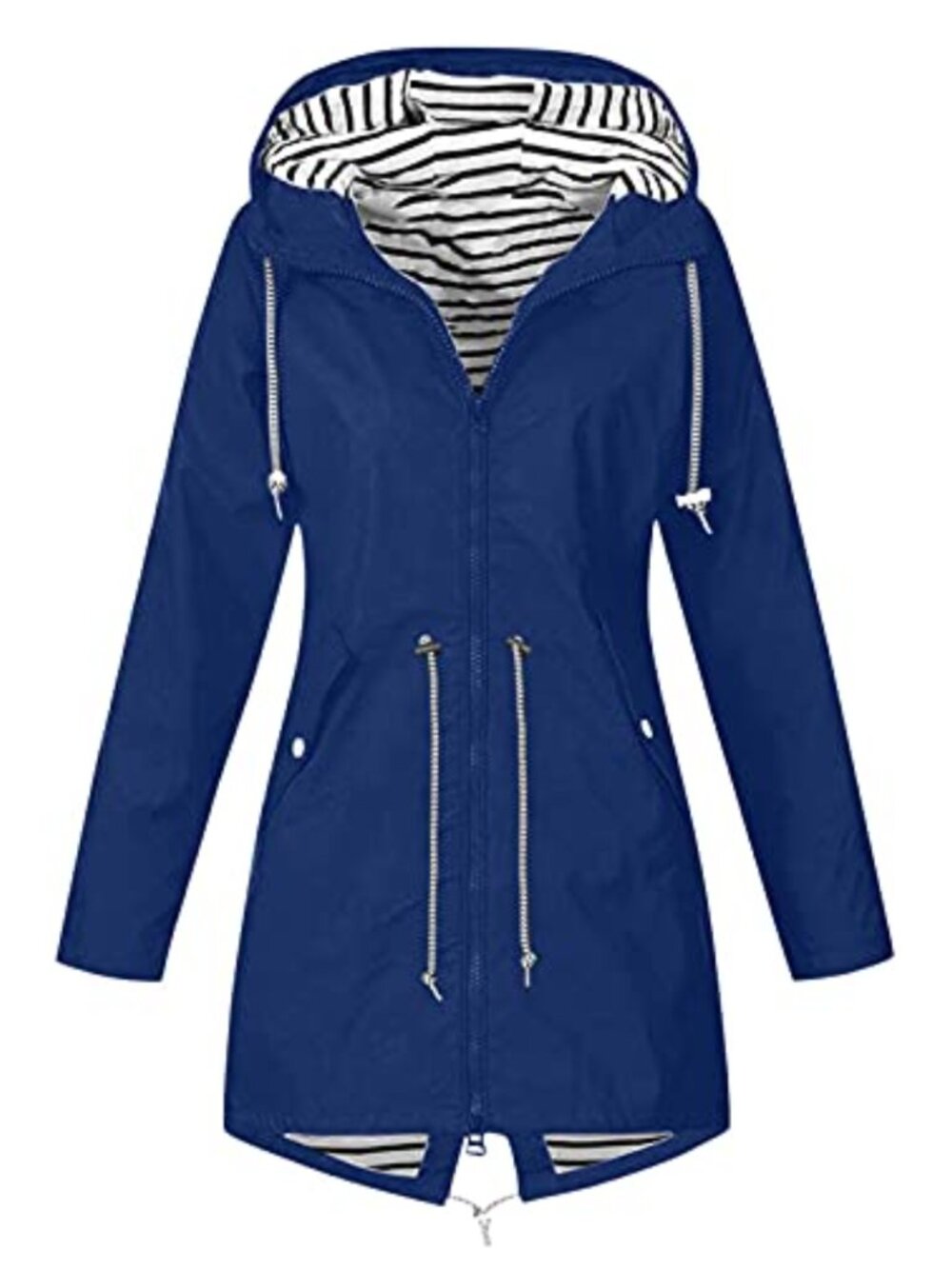 Women's Waterproof Long Rain Jacket Hooded Trench Coat Windbreaker Lightweight